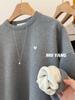 Women's Korean Style Fleece-Lined Lace Trim Sweatshirt - Winter Mid-Length Loose Fit