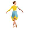 Girls Worship Dance Dress Long Sleeve Color Block Patchwork Irregular Hem Elegant Stage Performance Gown