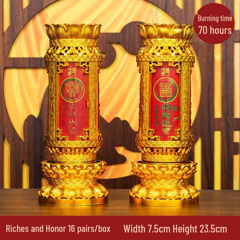 Smokeless Crystal Candle for Buddha Offerings, Housewarming, or New Year Celebrations - Windproof Red Butter Lamp