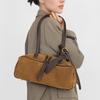 2025 Genuine Coow Leather Suede Bowling Bag Minimalist Luxury Boston Bag Women's Versatile Commuter Top-Handle Shoulder Bag