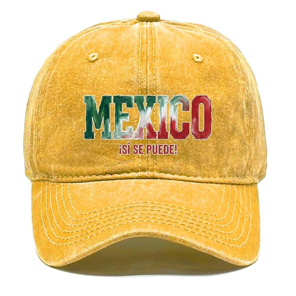 "MEXICO" "SI SE PUEDE" Flag Printed Snapback Baseball Cap , Adjustable Baseball Hat Lightweight Inelastic Fashion Unisex Dad Hat