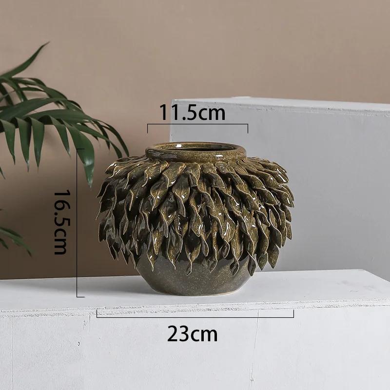 

Ceramic Vase Abstract Three-dimensional Leaf Relief Hand-made Porcelain Vase Flower Pot Floral Arrangement Accessories
