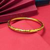 Gold Plated Women's Flash Crushed Ice Bracelet: Ancient Style, Sand Finish, Round Bar, Star Accents, Thickened Bangle