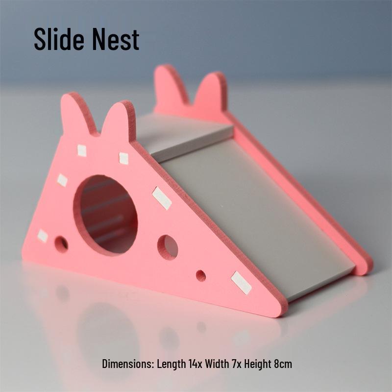 Small Hamster House with Slide and Sleeping Nest for Guinea Pigs and Golden Bears