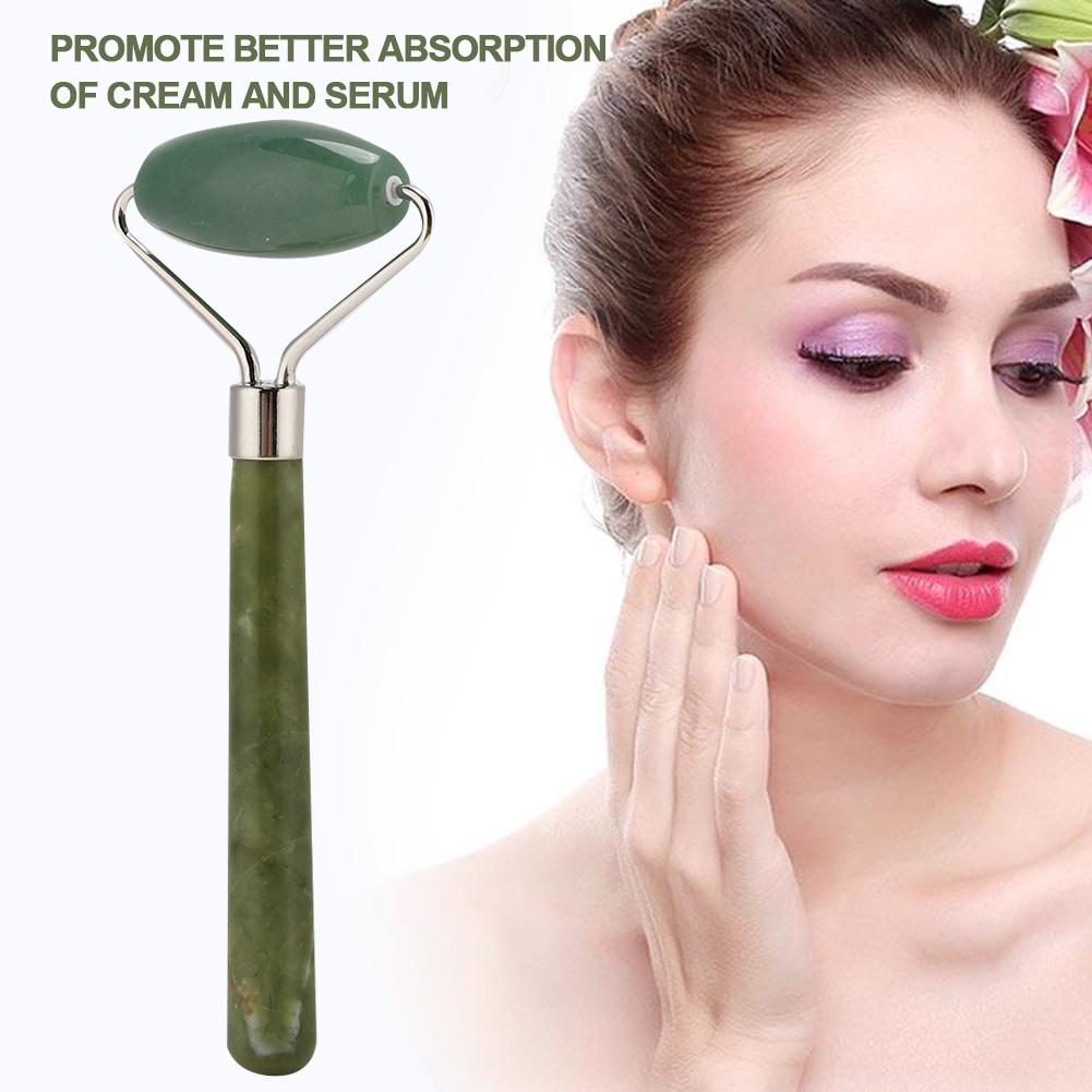 Jadestone Roller Face Massager Skin Tightening Lifting AntiWrinkle Facial Massage Instrument(Pink QuartzJadestone Single Head )
