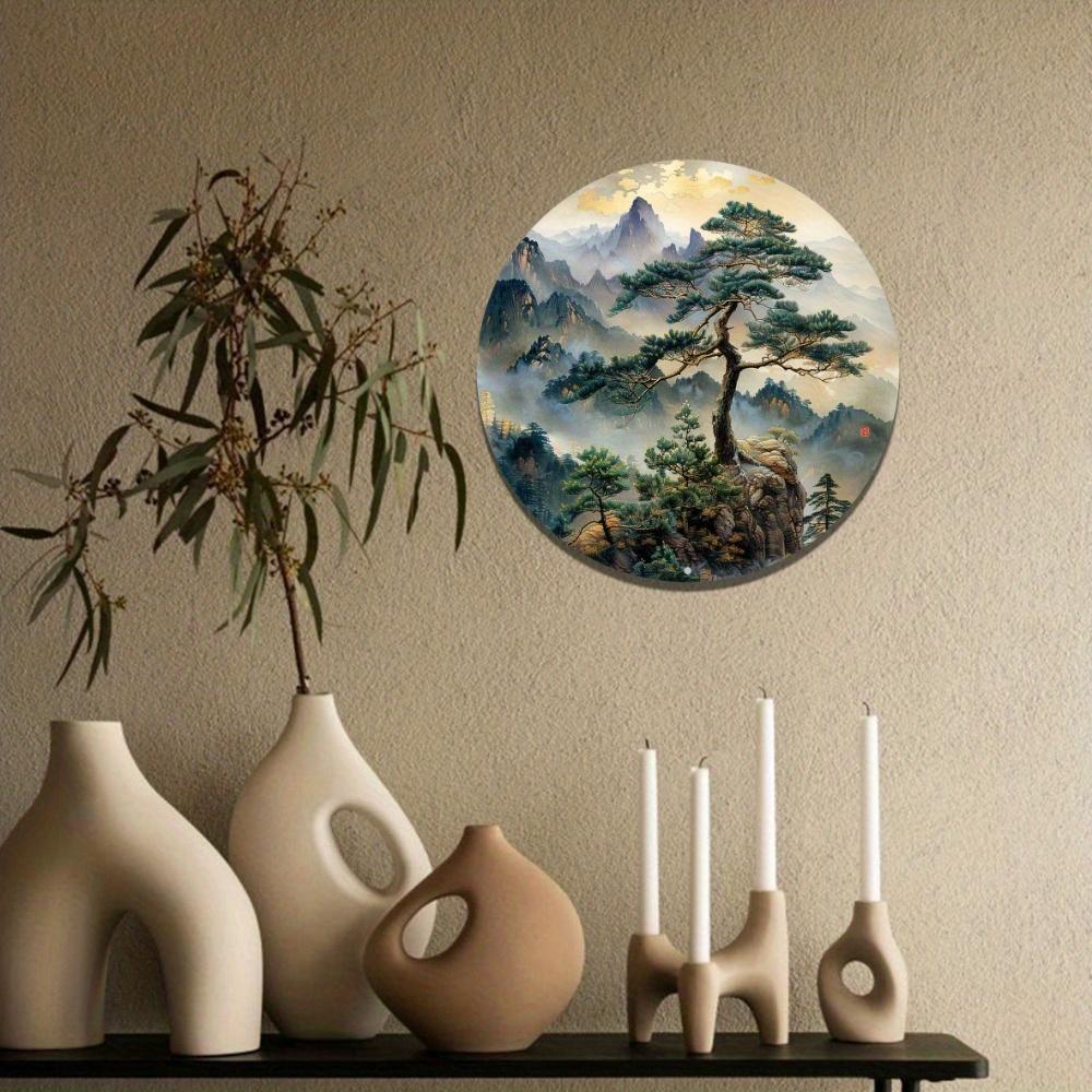 Charmantes Kieferbaum Rundschild aus Holz - Perfekt für Heim-, Büro-, Garagen- und Café-Dekor, Ideales Geschenk für Gartenliebhaber