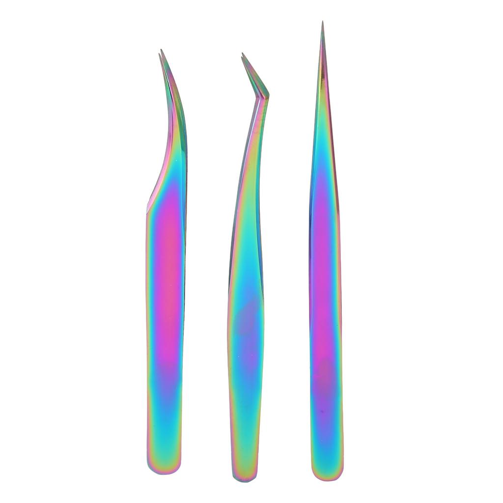 3PCS Eyelash Extension Tweezer Set Stainless Steel Anti Corrosion Pimple Tweezers Set for Makeup
