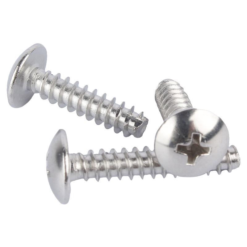 304 Stainless Steel Self-Tapping Screws: Large Flat Head, M2-M5, Cut Tail, Flat/Milled Tail Options