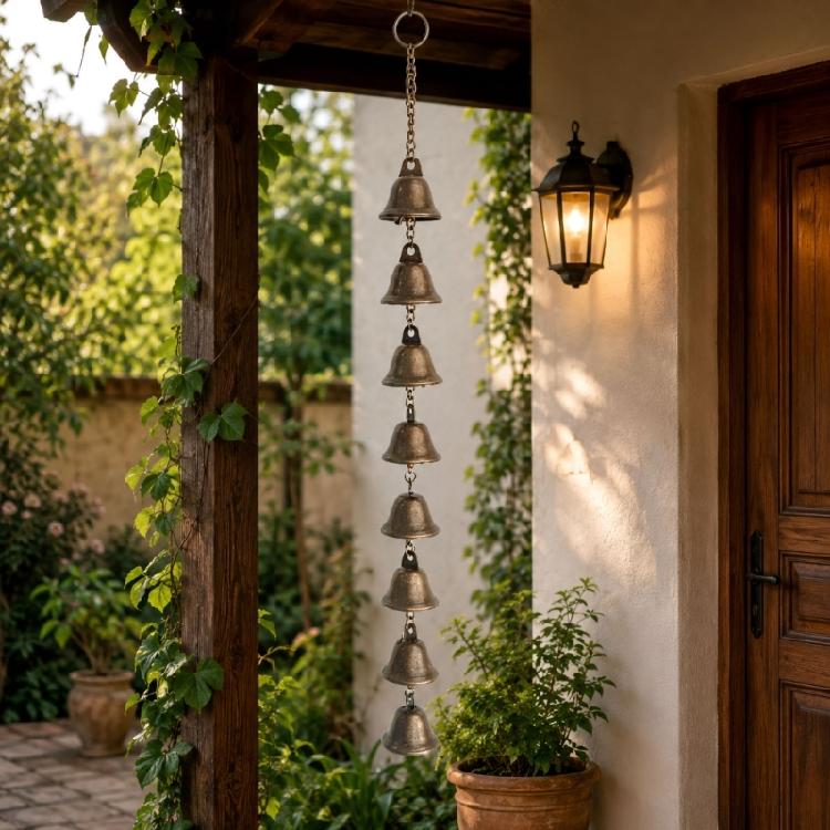 Balconies Metal Wind Chimes Hanging Decors With Bells and Chain, Soft Bells Accent for Patios, Porch, Window or Entryway