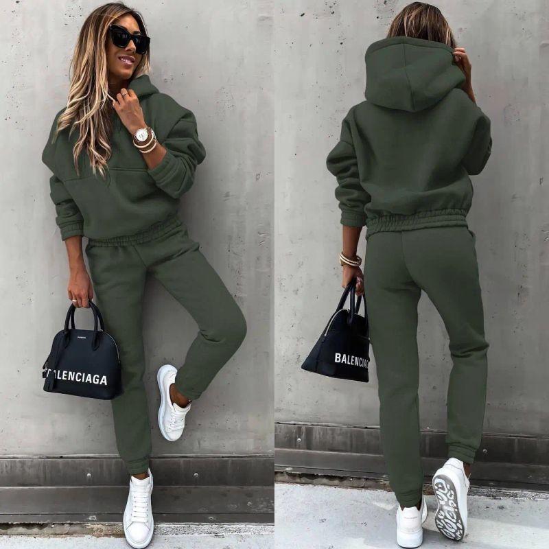 2025 European and American Fashion Long Sleeve Sports and Leisure Hoodie Set Two-piece Set Two Piece Hoodie Set