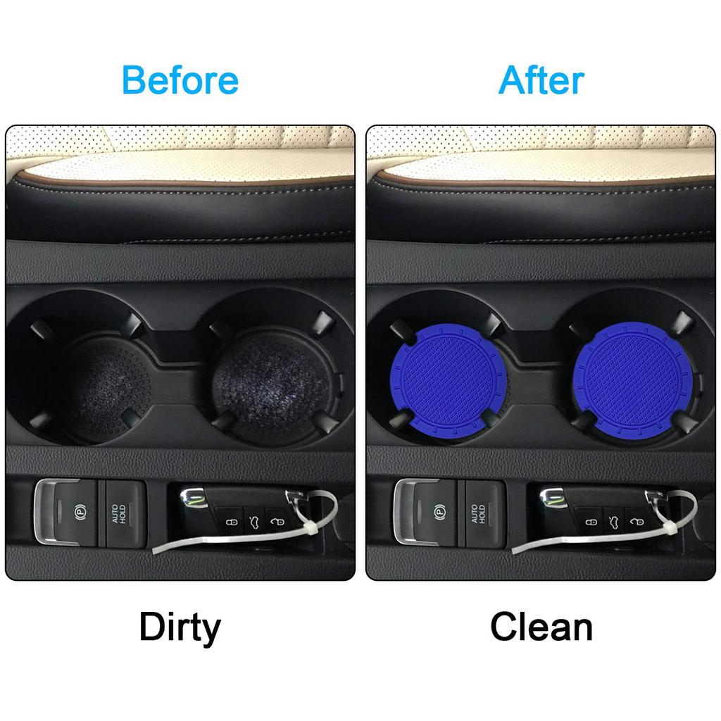 Wisdompro Car Coasters for Drink 76mm Blue Non-Slip Holders, Vinyl, Anti-Slip, Vibration-Dampening, Round, Diameter, 4-Pack,