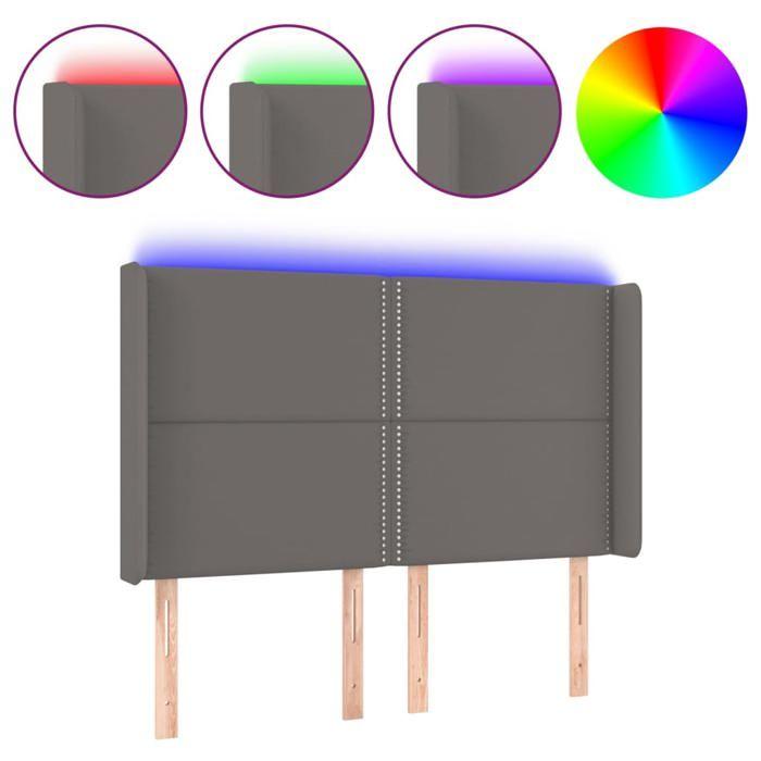 VidaXL Tête de Lit à LED Meuble de Chambre à Coucher Accessoire de Lit Double Tête de Cadre de Lit Intérieur Gris 3124002