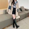 Women S Loose Hooded Long Casual Knit Cardigan Spliced Sweater
