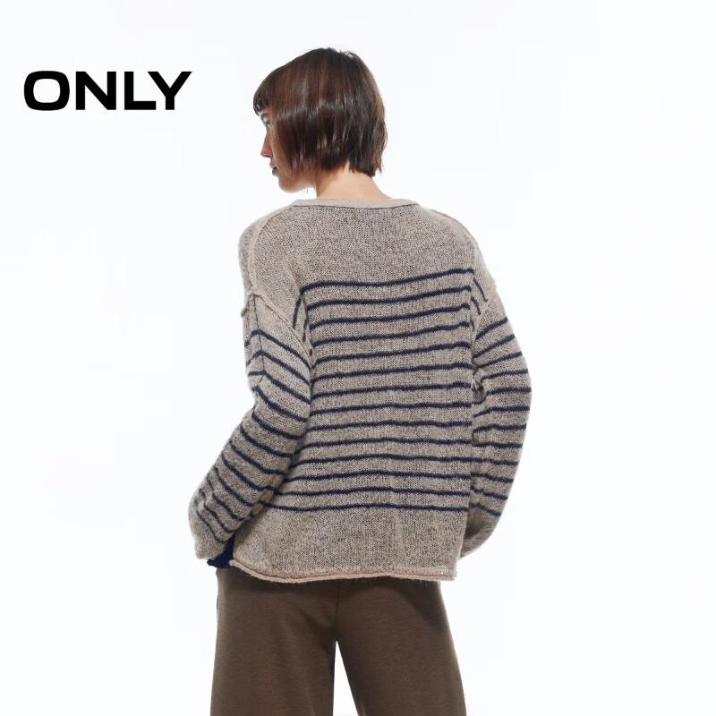 ONLY Women's Relaxed Striped Faux Two-Piece Knit Sweater
