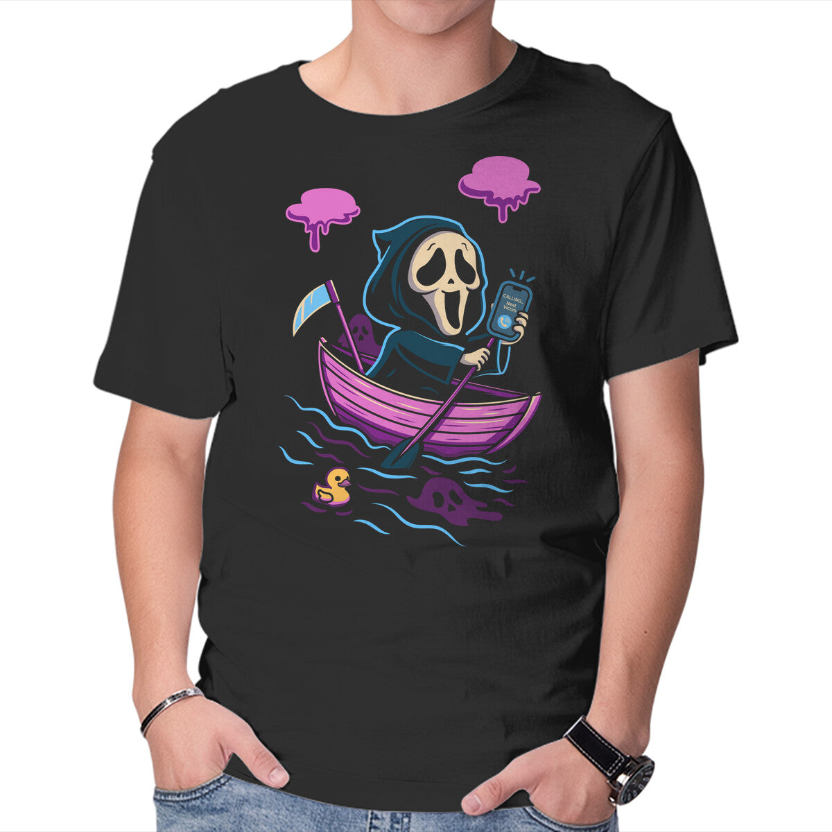 Unisex Crew Neck T-Shirt Death On Board Graphic Short Sleeve Casual Tee XL