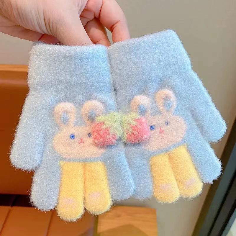 Children's new winter gloves little girl cute cartoon warm full finger gloves boys and girls thickened finger cots