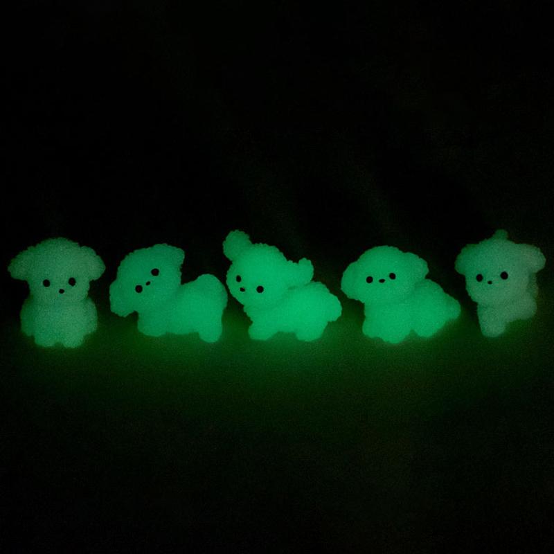 5er-Packung Kawaii Cartoon Leuchtende Mini-Hundefiguren aus Kunstharz, Miniaturstatuen, Kreative Mode, DIY-Heimdekorationsaccessoires, Geschenke