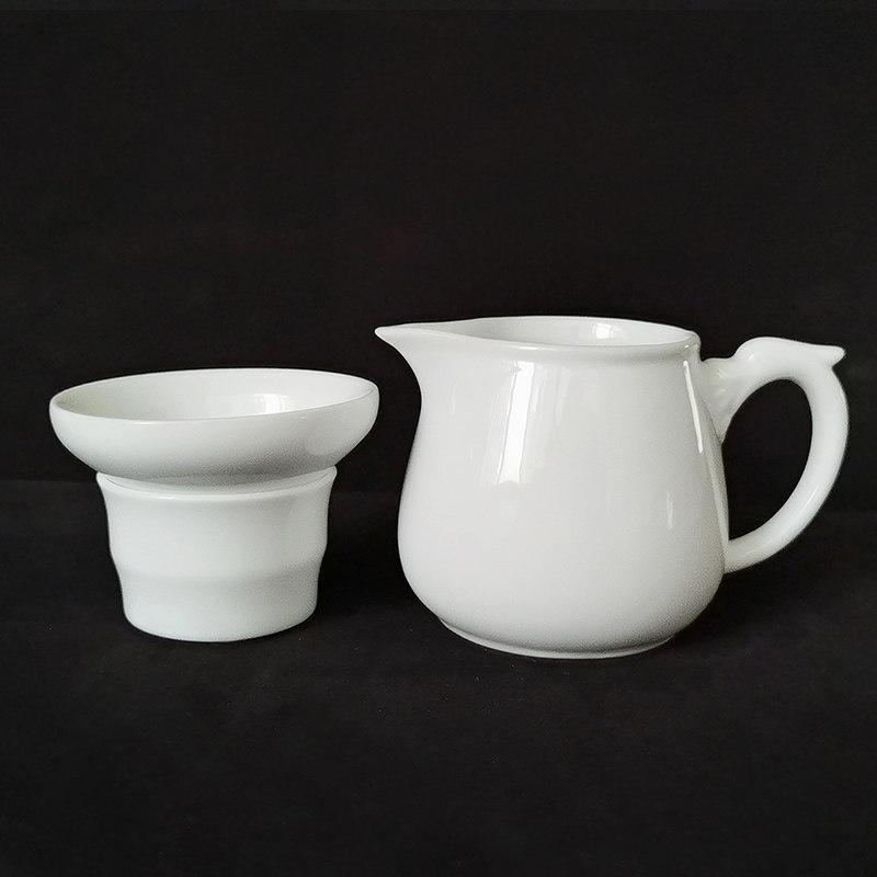 

Ceramic Fair Cup Tea Leakage Combination Chinese Style Gauze Tea Filter Tea Dispenser with Handle Home Teaset Accessories