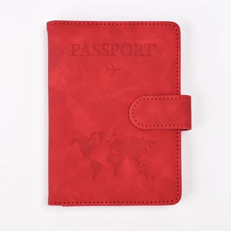 Unisex RFID Travel Wallet Map Print Passport Holder Flight Ticket Clip ID Card Holder Passport Cover Passport Travel Organizer