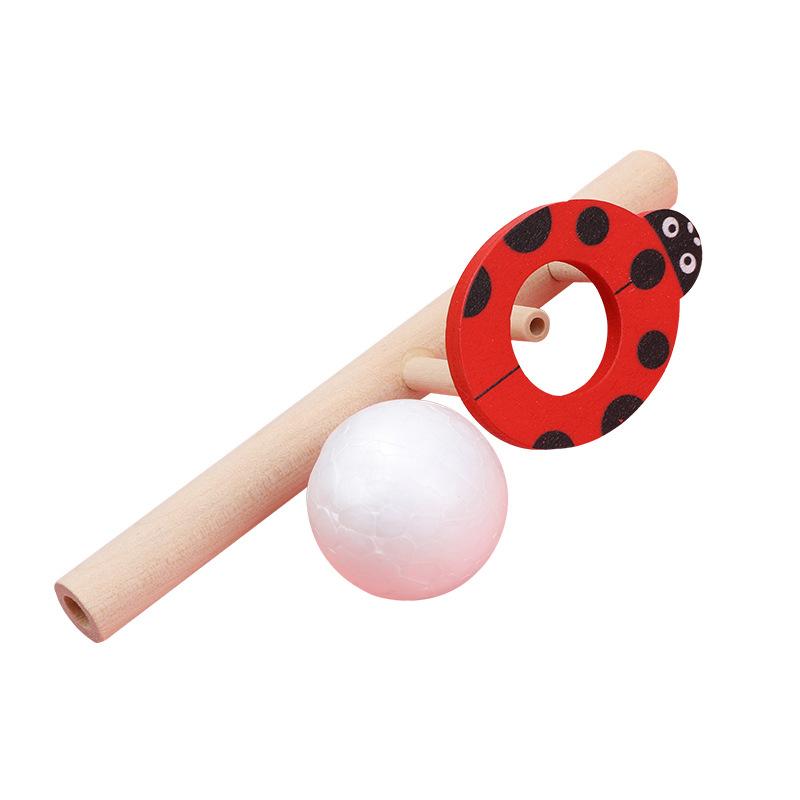 Cartoon Foam Ball Blower Traditional Wooden Rods Blowing Ball Game Fun Gadgets Balance Training Educational Toys Learning Toys