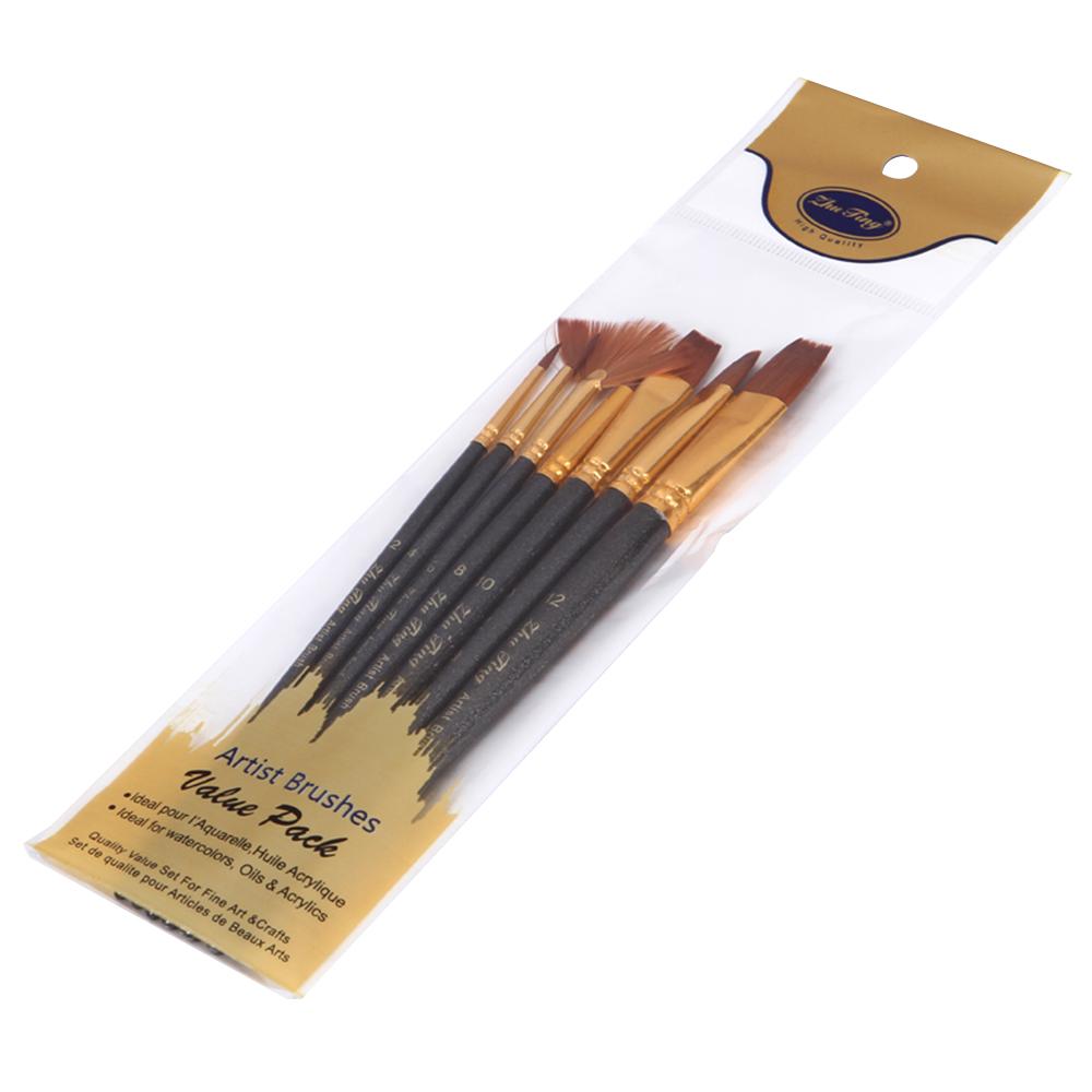 7pcsCelsiusset Art Paint Brushes Set Round & Flat & Filbert & Fan Tips Professional Drawing Paintbrushes Nylon Hair Wooden Handle for Watercolor Acryl