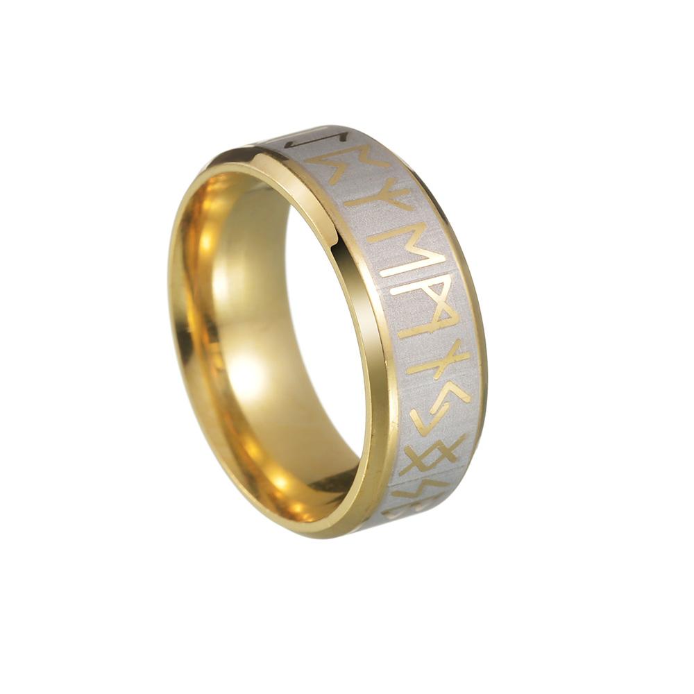 HERRE Ring Rustfritt Stål Mote Stil HERRE Dobbel Bokstav Rune Ord Odin Norse Viking Amulet RETRO Ringer Smykker