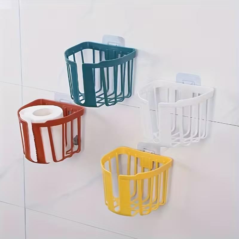 Creative Punch-Free Toilet Paper Shelf Storage Rack Bathroom Kitchen Tissue Box Wall-Mounted Paper Storage Box Paper Holder