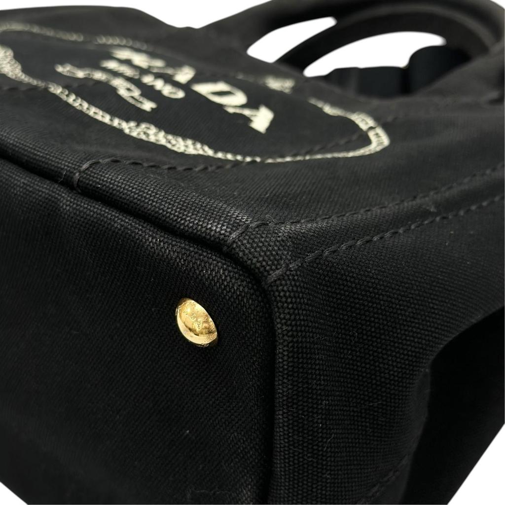 PRADA Canapa Handbag black Women 2-way triangle logo used