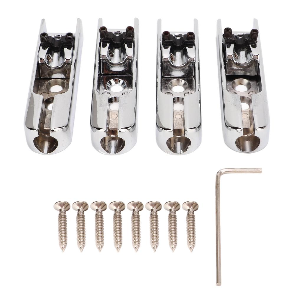 Electric Bass Bridge Metal Wear Resistant Textured Individual 4 String Electric Bass Guitar Bridge