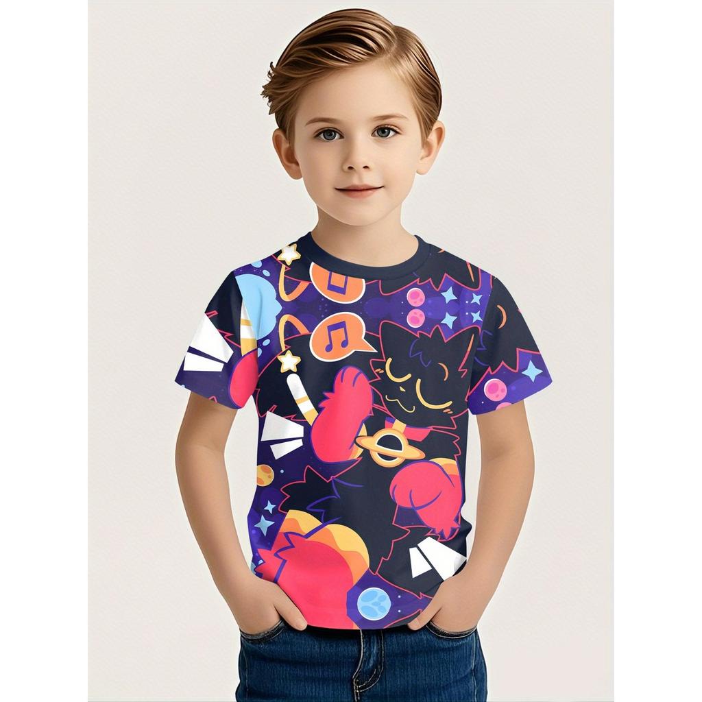 Summer Round Neck Cartoon Animal Pattern 3D Printed Top Fashionable Casual Short Sleeved Children's Boy T-shirts
