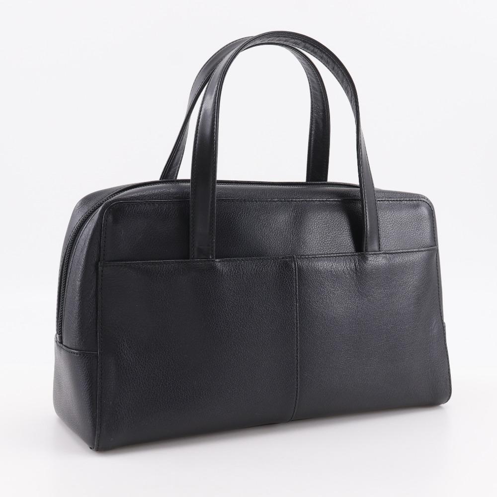 BURBERRY Shibo leather Handbag Nova Check black leather Women Used