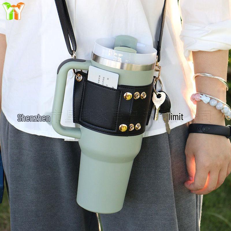 Stanley Water Cup Cover: Leather Adjustable Crossbody Outdoor Ice Overlord Protector