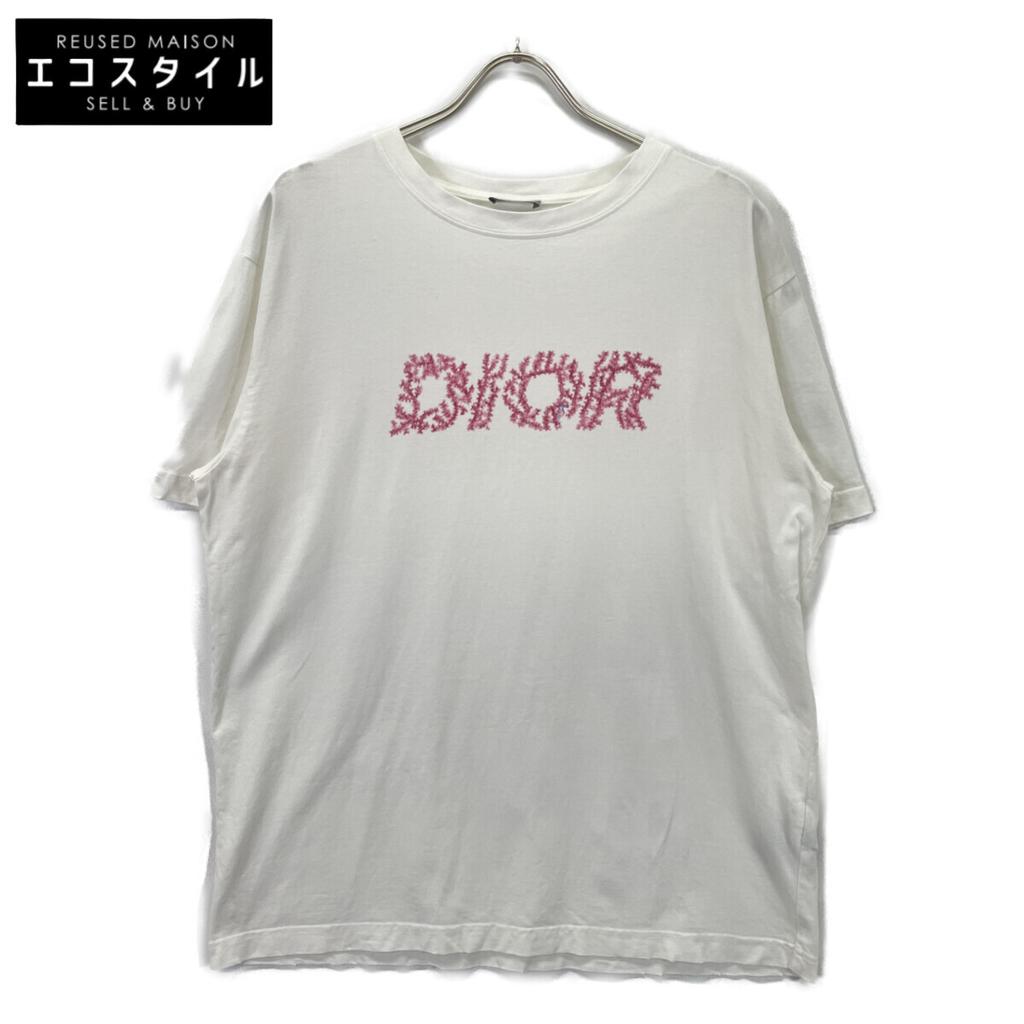 DIOR White x Pink Logo Short Sleeve T-Shirt 24ss tops L White / pinkUsed