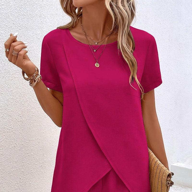 Short Sleeve Suit Pants2025 Summer European and American Women Clothes Western Style Age Reduction Solid Short Sleeve Set