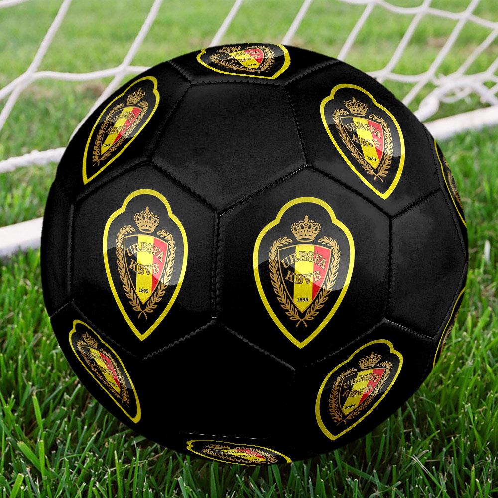 Belgium National Football Logo Size 5 Soccer Ball, Machine-Stitched PVC, Durable & High Bounce, All Ages Fit, Fan Merchandise, Matches & Outdoor Use.