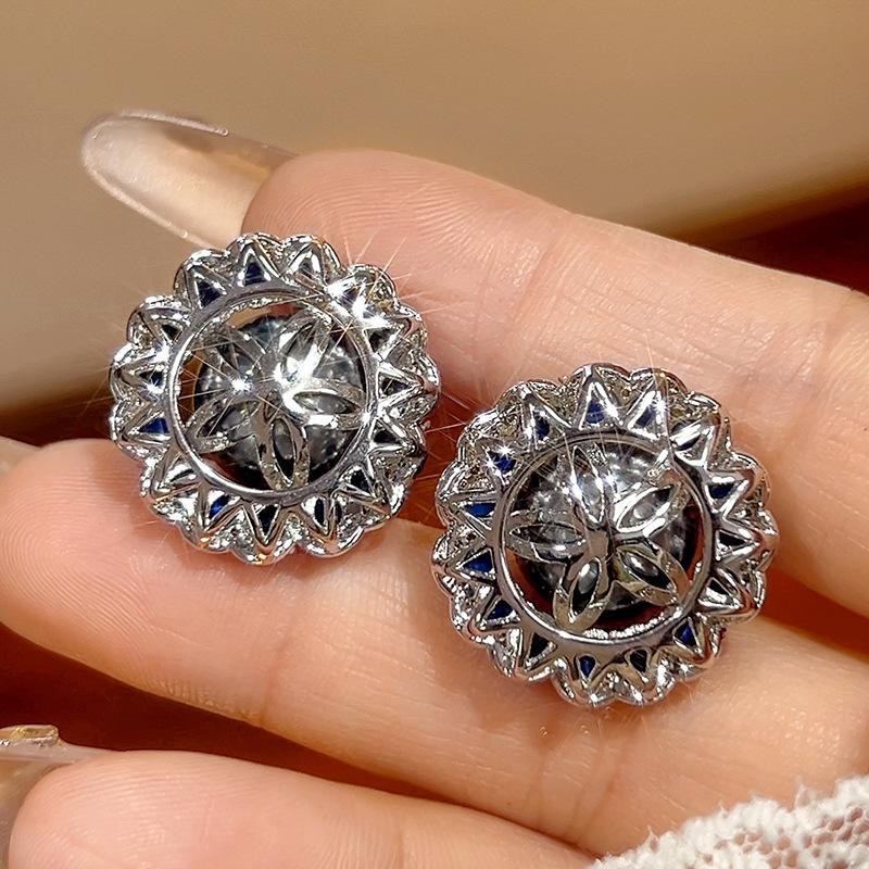 Jewelry Pearl Stud Earrings Sapphire Imitation Natural Australian White Pearl Nanyang Pearl Women'S High Sense