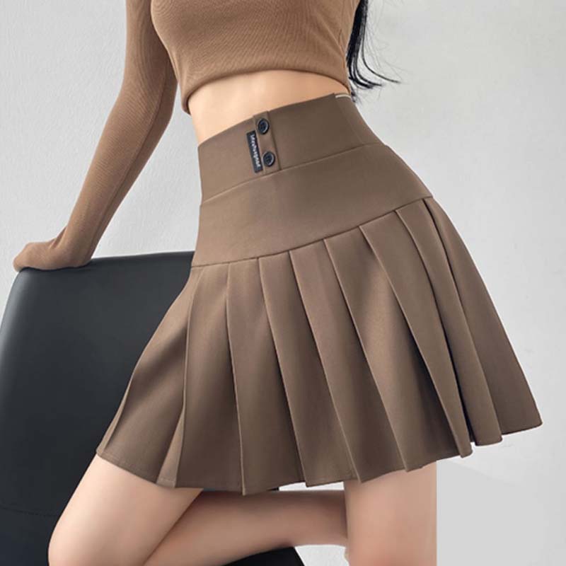 A-line Pleated Skirt for Women Autumn Winter Slim High-waisted Shorts Skirts Vintage Korean Style Plus Size Clothing