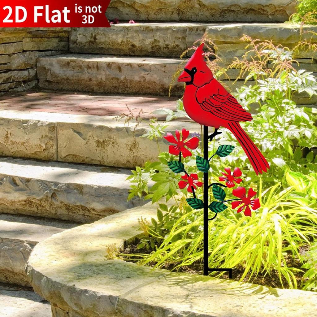 Metal And Iron Art Decoration Garden Decoration Red Bird Outdoor Metal Crafts