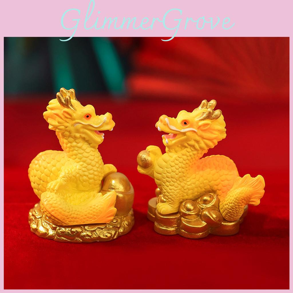 Premium Golden Dragon Desktop Decor With Auspicious Symbols For Car Or Home