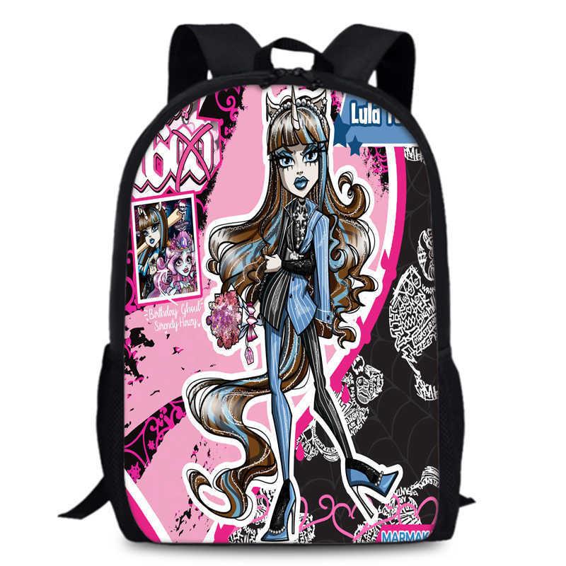 Monster High Unisex 15in Backpack Ergonomic Support Oxford Fabric Schoolbag