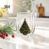 Decoración del Hogar Cristalería Vasos para Cócteles Navideños, Vaso con Diseño de Papá Noel Muñeco de Nieve Reno Árbol, 300ml Sin Plomo Cristalería para Mesa Festiva