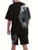 Casual Sports Suit Breathable Outdoor Casual Men's T-shirt and Shorts Suit Summer 3D Printing Suit for Adult Men