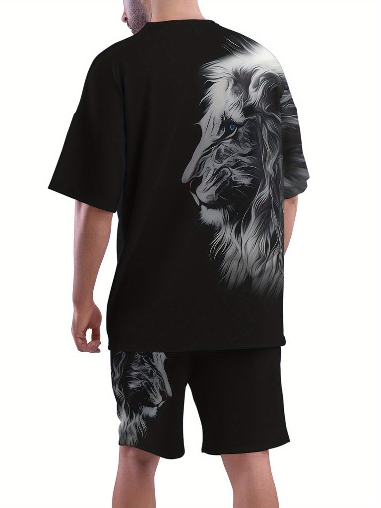 Casual Sports Suit Breathable Outdoor Casual Men's T-shirt and Shorts Suit Summer 3D Printing Suit for Adult Men