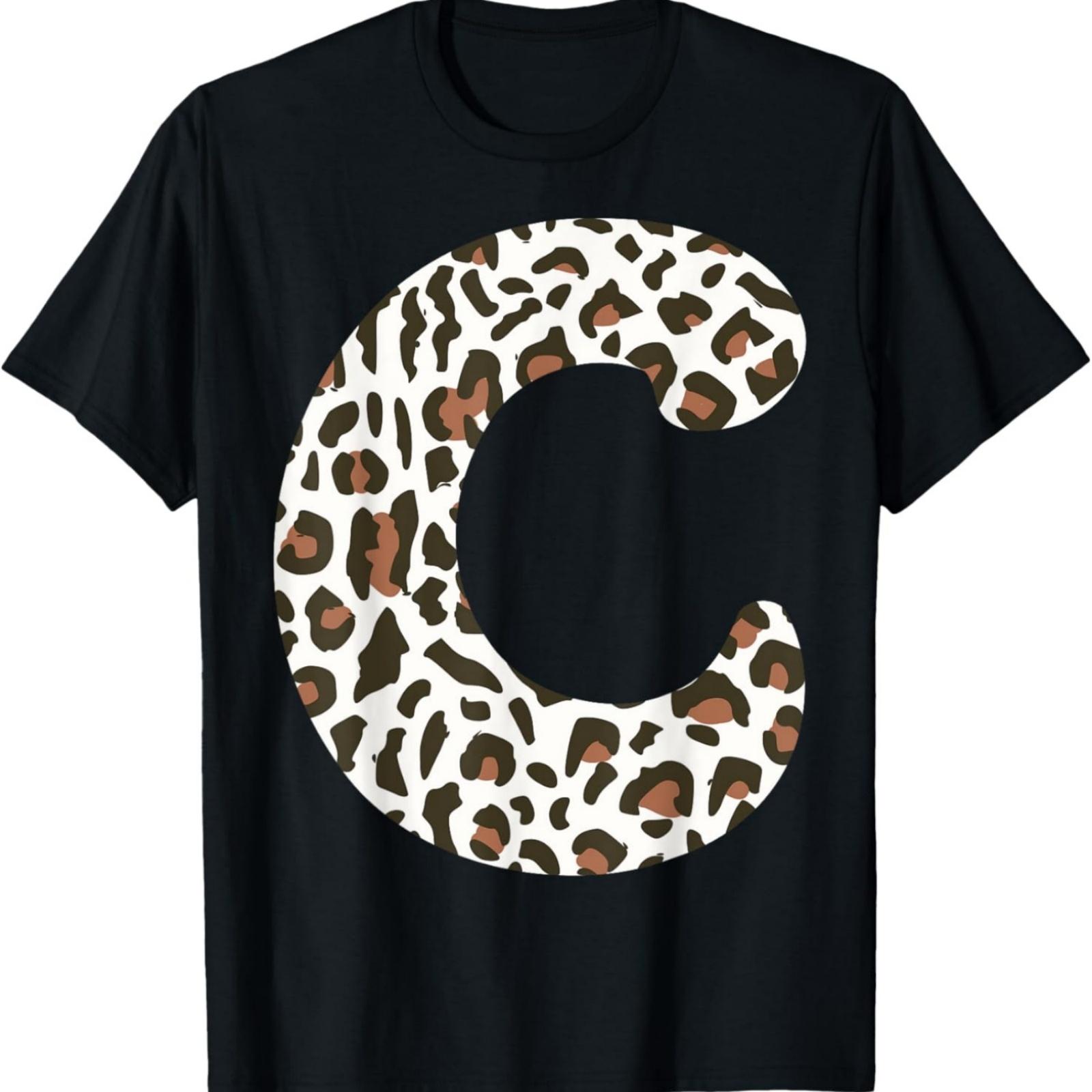 leopard animal print pattern monogram initial name letter c T-Shirt S