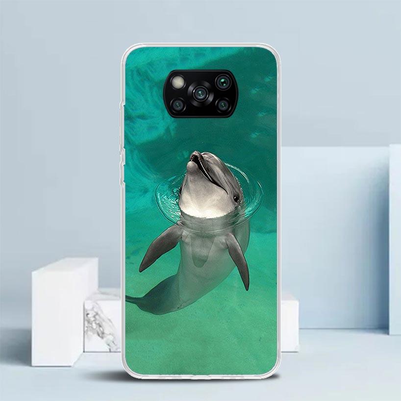 Ocean Animal Cute Dolphin Phone Case For Xiaomi Poco F7 Ultra X5 X6 X7 Pro M7 Redmi 15C 15 13C 13 12C 12 10C 10 10A 9 9C 9A 9T C
