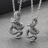 Dark Personalized Python Pendant, Punk Style Retro Casting Boiled Black Clear Light Men'S Stainless Steel Snake Pendant