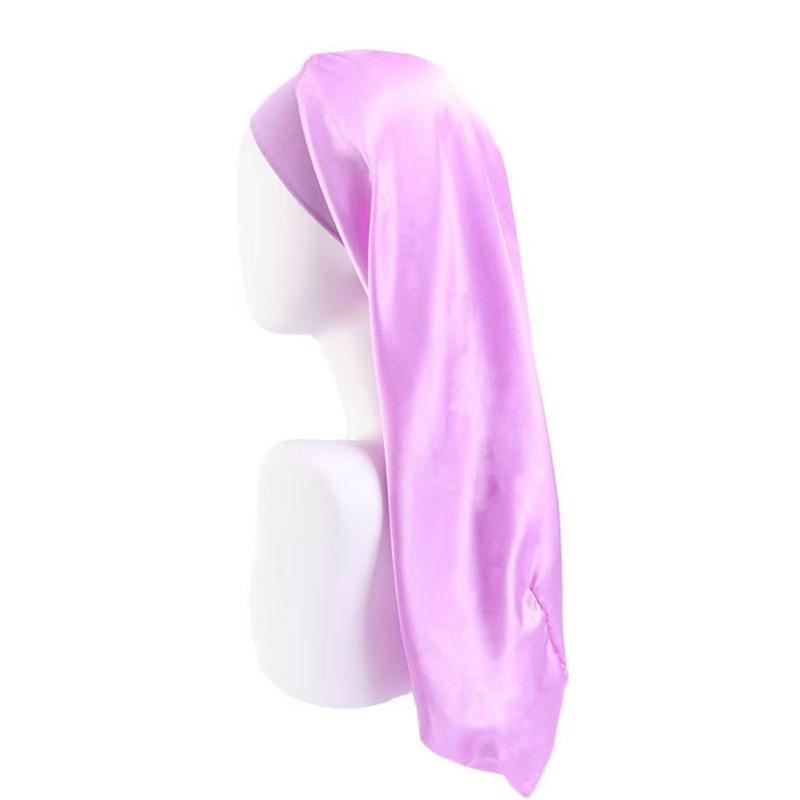 1Pc Women Solid Color Hair Hat Double Sided Silk Satin Bonnet Long Hair Polyester Night Sleep Cap Dreadlocks Braids