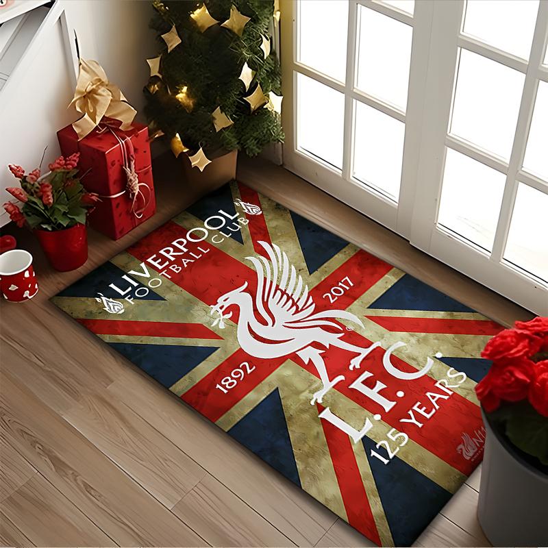 [1pc Liverpool FC Office Carpet] Easy Maintenance Chair Rug for Conference Room Use, Durable Area Sofa Floor Mat