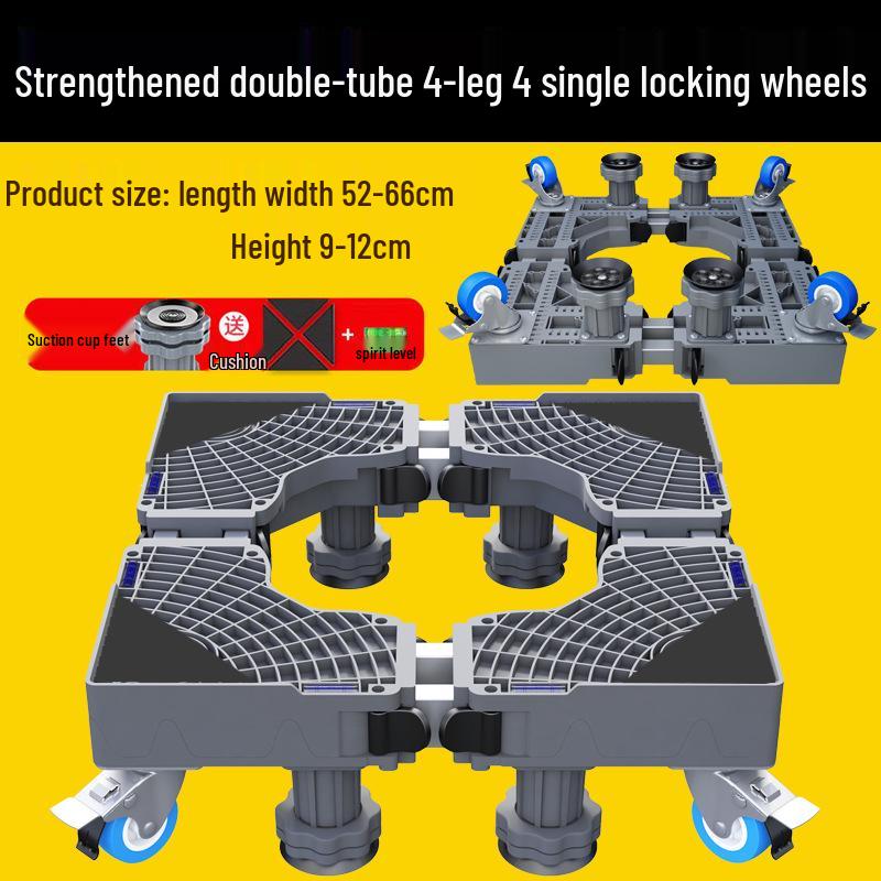 Grauer Verstellbarer Mobiler Waschmaschinenständer mit Rädern und Bremsen