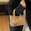 Classic Knitted Handbag Crochet Large Sized Cotton Thread Woven Bag With Small Purse Solid Color Vintage Style Bag Casual Use